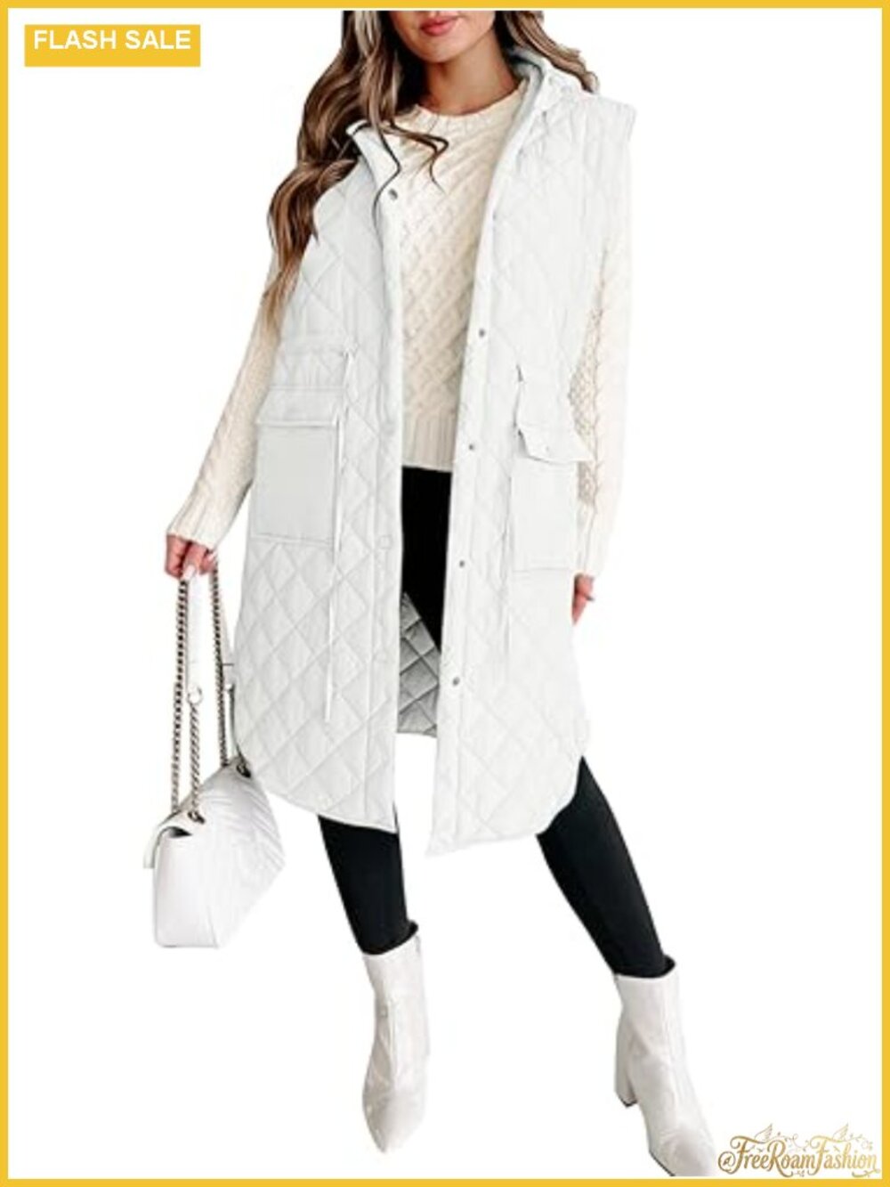 Tankaneo Women's Long Puffer Vest Sleeveless Hooded Quilted Jacket
